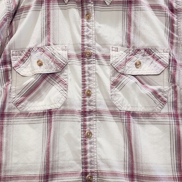 Carhartt Womens White Purple Plaid 3/4 Sleeve Button Up Size Medium Western Work - Picture 3 of 13